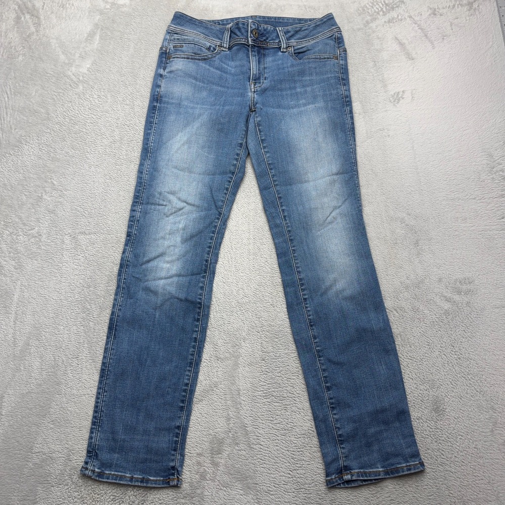 G-Star Raw Jeans Womens 32 Blue Midge Straight Denim Mid Rise Classic Casual